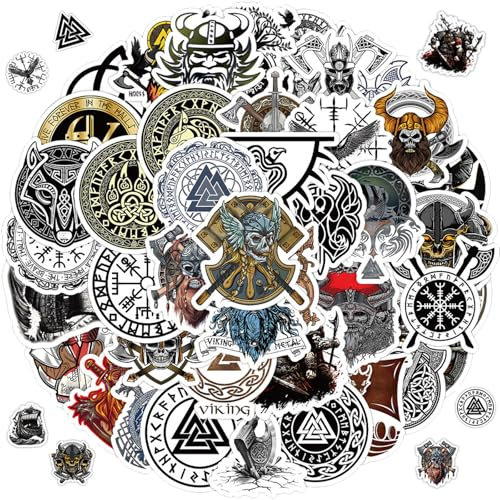 100 Stück Wikinger Sticker Set, Totem Aufkleber, Aesthetic Vintage Vinyl Stickers, Wasserdicht Ästhetisch für Laptop, Telefon, Gitarre, Skateboard, Computer