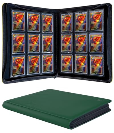 KUOOKING Toploader Binder - Holds 288+ Top Loaders for Cards, 9 Pocket Top Loader Binders with Sleeves for 3 x 4 Rigid Card Holders for Baseball, Football and other Sports Cards (Green)
