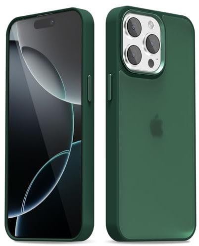 oakxco for iPhone 16 Pro Case Clear Hard Shell, Slim Thin Matte Transparent Plastic Cover & Protective Soft Silicone Rubber TPU Bumper, Girly Cute Phone Case for Women Girls, Dark Green
