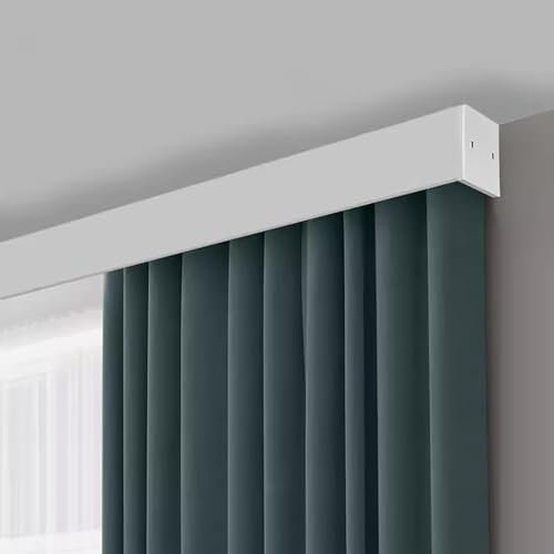 Generico Tenda a Pacchetto per finestre, Binario per Tenda in Metallo per Montaggio a soffitto, Sistema di binari scorrevoli per Soggiorno/Camera da Letto/Cucina, divisorio per Stanza (Colore: Bianco