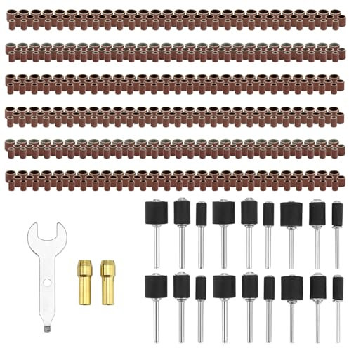 QWORK® 531 pz. Set manicotti abrasivi per elettroutensili, grana 80-600, diametro 1/2, 3/8 e 1/4, ideale per progetti fai da te