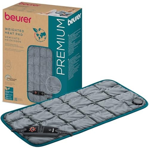 Beurer HK 145 Cosy Weight Gewichtsheizkissen, anschmiegsames Heizkissen mit 1500g Gewicht für mehr Entspannung, Beruhigung und umarmende Wärme, Wärmekissen mit Glasperlenfüllung, 60 x 30 cm