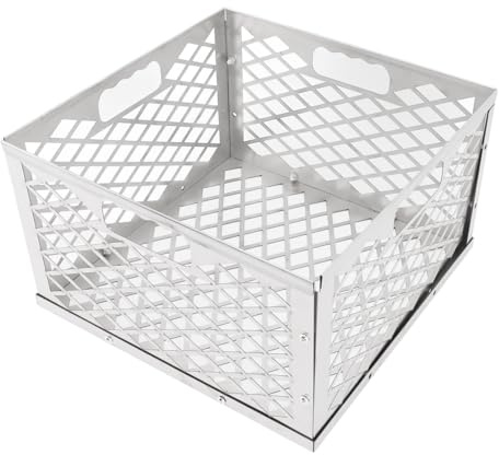 Grill Basket for Outdoor, Charcoal Fire Box Accessories Long Premium Stainless Grids Grates and Efficient Smoking Offset Smoker Steel Vegetable 12x12x7.5 BBQ Grilling V