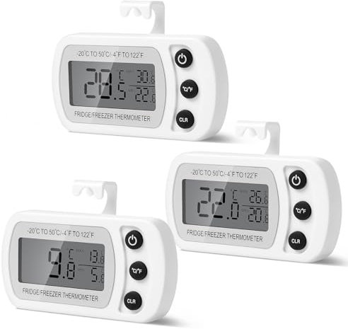 AiQlnu 3 Pièces Thermomètre Numérique pour Réfrigérateur, Magnétique Thermometre Cuisine avec Crochet, Écran LCD Facile à Lire, pour Cuisines, Restaurants, Bars, Cafés