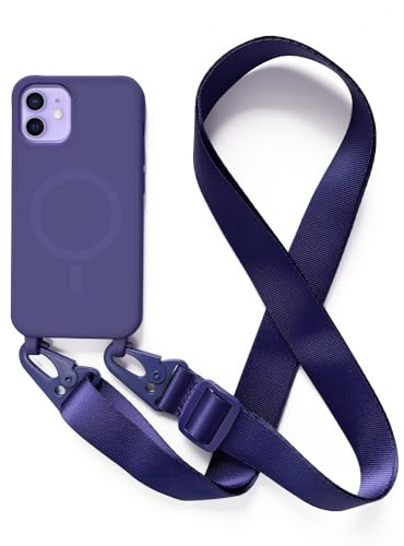 Zyweil Silikon Handykette für iPhone 12 Mini, Magnetische Schutzhülle mit Band Halsband Lanyard (abnehmbar) Ganzkörperschutz Kratzfeste Stossfest Handyhülle Blau