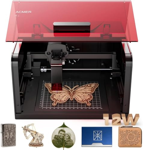 ACMER K1 12W Laser Engraver,Class 1 Enclosed Desktop Laser Cutter | 150×150mm Work Area,0.08mm Precision Spot,for Wood, Acrylic, Leather & DIY Crafts,Free AI-Powered ACMER Studio Software