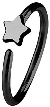 Piercingfaktor Universal Piercing Ring Hoop Clip On mit Motiv Für Ohr Nase Lippe Brust Intim Septum Tragus Helix Hufeisen Horseshoe Stern Schwarz