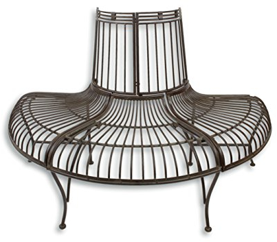 Decoratie Bank Gartenbank Parkbank halbrund braun Eisen Vintage Look 133,8 cm