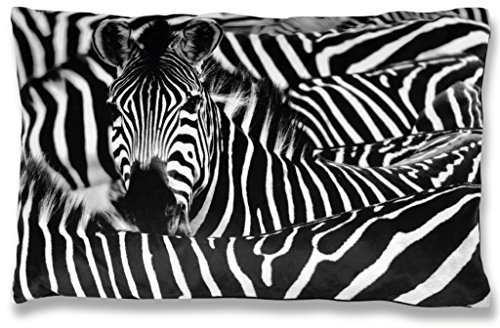 Bestlivings 2er Pack Kissenbezug beidseitiger Fotodruck Motiv in 40x60cm, Kissenhülle Bezug mit Reißverschluss (Design: Zebra)