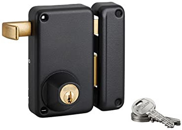 THIRARD - Serrure Verticale en Applique Double Entrée à Tirage pour Porte d'Entrée - Droite - Axe 45 mm - 75 x 130 mm - Noir - 3 Clés - Mécanisme à 2 Tours - Cylindre Anti-Arrachement