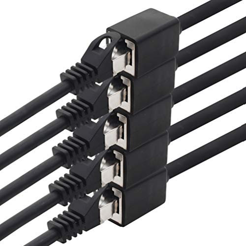 1aTTack.de 618197 Adattatore prolunga CAT7 Cat.7-2 m - Cavo Ethernet Cavo di rete Lankabel 10 Gb/s cavo grezzo con presa (RJ45) Cat6a 5 pezzi - nero