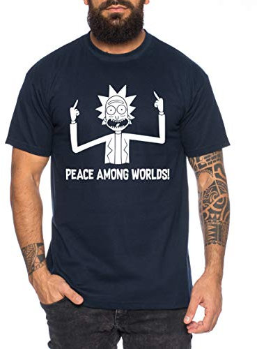 Rick Peace Herren T-Shirt Morty dan Sanchez Mr Rick Meeseeks Harmon, Farbe:Dunkelblau, Größe:M