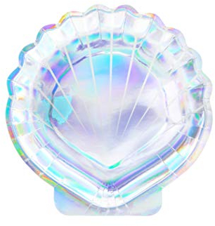 PartyDeco Assiettes en Forme de Coquillage Iridescent - Iridescent Mermaid
