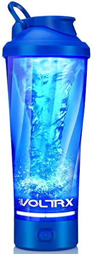 VOLTRX Premium Electric Protein Shaker Bottle, Made with Tritan - BPA Free - 600ml Vortex Portable Mixer Cup, USB C Rechargeable Shaker Cups for Protein Shakes (Blue).