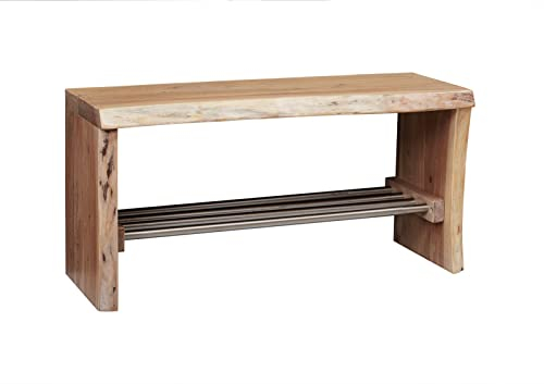 Massivmoebel24.de Garderobenbank Akazie 81x30x40 Natur lackiert Pure Acacia #716