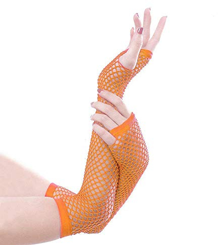 Tonsee Damen Mesh Handschuhe Lange Armstulpen Fingerlose Mode Party Fahrradhandschuhe Pulswärmer Casual Stulpen für Frauen Weihnachten Geschenke (Orange)