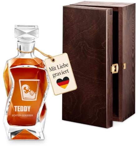 Maverton Whisky Karaffe mit Gravur, Whisky Dekanter, 700ml, personalisiert | Geschenk zum Geburtstag für Männer, echter Genießer