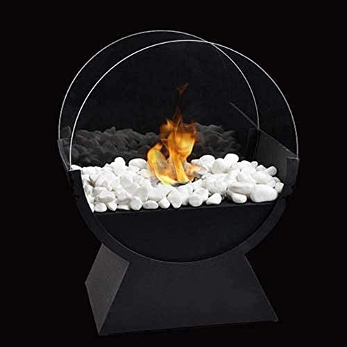 JHY DESIGN Runder Groß Bioethanol Tisch Kamin 34cm Hoch Tragbarer Topf Glas Feuerschale Metall Bio Ethanol für Innen Garten Balkon Terrasse Wohnzimmer Draussen Esstisch Küche