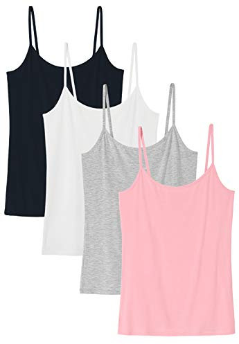 vislivin Femme Débardeur Bretelles Spaghetti Ajustable Camisole de Base Camis Débardeur Noir/Gris/Blanc/Rose M