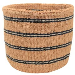 LaLe Living Korb NIO aus 100% Sisal handgefertigt in Schwarz/Natur mit Ethno-Muster, Ø14 cm H:14 cm, Blumentopf oder zur Aufbewahrung von Küchenutensilien