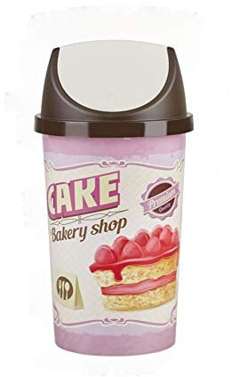 KetoPlastics 25 Litre Swing Bin Kitchen Bin Retro Vintage Style - Cupcake Design Shabby Chic