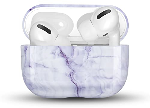 Newseego Hülle Kompatibel mit AirPods Pro, Stilvolles Luxuriöses Marmormuster Harter PC Vollständige Schutzhülle Tragbare Leichte Stoßfeste Schutzhülle für AirPods Pro Ladehülle-Violett.