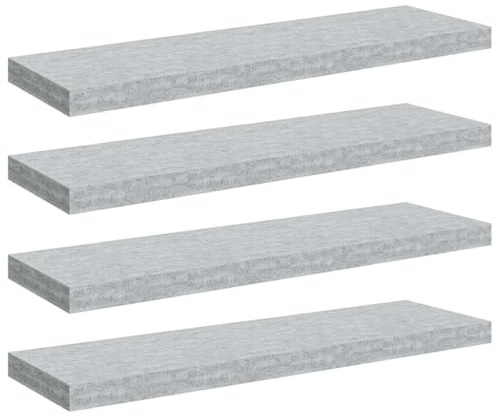 vidaXL 4X Schweberegal Wandregal Schwebend Bücherregal Wandboard Hängeregal Dekoregal Freischwebend Regal Betongrau 80x23,5x3,8cm MDF