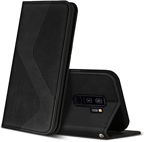 ZONNAVI Hülle für Samsung Galaxy S9 Plus, PU Leder Handyhülle mit Kartenfächer und Standfunktion, Lederhülle Flip Wallet Case Schutzhülle für Samsung Galaxy S9 Plus (Schwarz)
