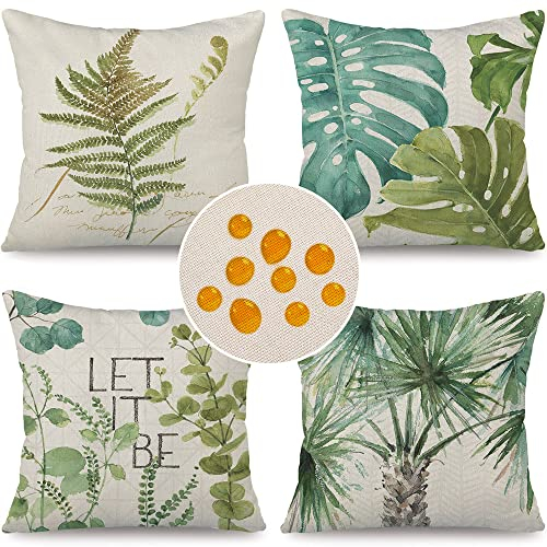 Cirzone Kissenbezug 45x45 4er Set Outdoor Kissen Wetterfest Leinen, Boho Deko für Deko Wohnzimmer, Garten, Balkon