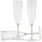 Decor Decorline - 48 x Flûtes à champagne à pied en plastique Dur de Qualité Supérieure, Verres à Champagne Réutilisables pour Mariages et Fêtes, 170 ml paillettes d'or - Réutilisables et Stables