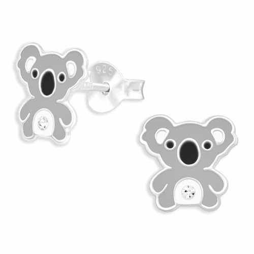 Monkimau Koala Ohrstecker Ohrringe aus 925 Silber Schmuck Silberohrringe Medizinisch für Kinder Mädchen Damen Frauen