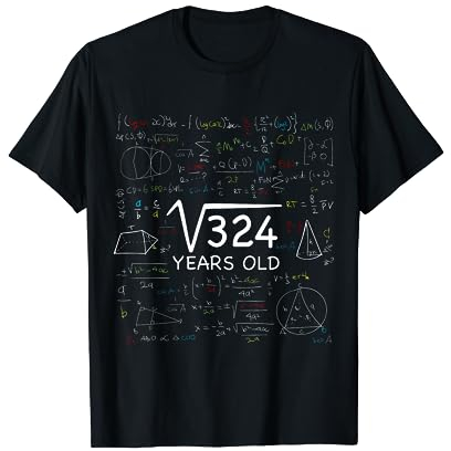 18 Años Cumpleaños Raíz Cuadrada 324 Regalo Camiseta