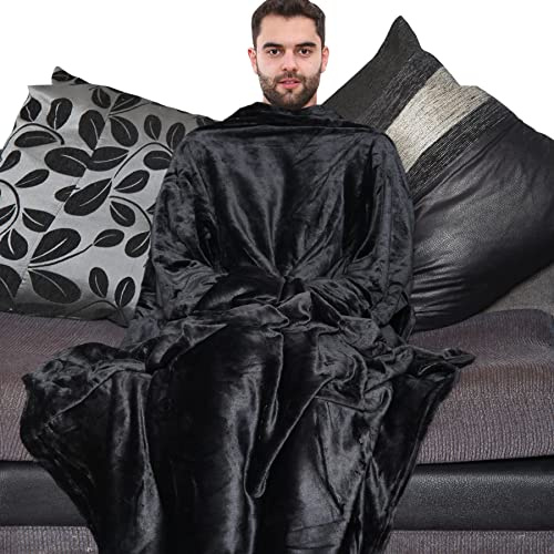 A2Z Unisex Mens Ladies Wearable Blanket - TV Blkt Black Adult