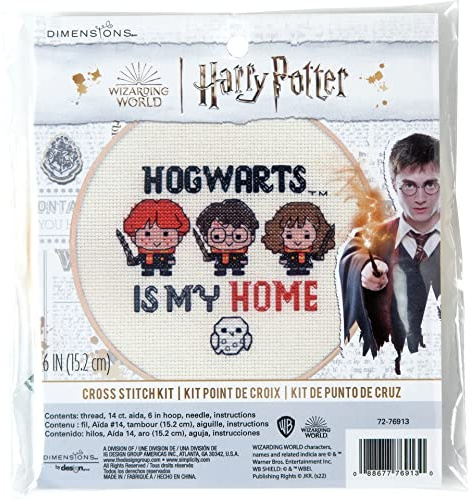 Dimensions 72-76913 Hogwarts Harry Potter Counted Cross Stitch Kit for Beginners, 6 D, 14 Cnt. Ivory Aida, 5pcs