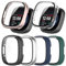 RuenTech Hard PC Schutzhülle für Fitbit versa 4, Hülle Mit Glas Displayschutz, schutzfolie Glas Abdeckung für Fitbit Sense 2 Hülle Watch-Zubehör (6 Farben)