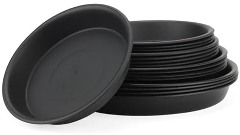 KEILEOHO 20 PCS Black Plant Saucer, 4 Size Plastic Plant Pot Tray, 15cm+19cm+22cm+25cm Round Plant Drip Tray for Pot Indoor Outdoor Plants Flower