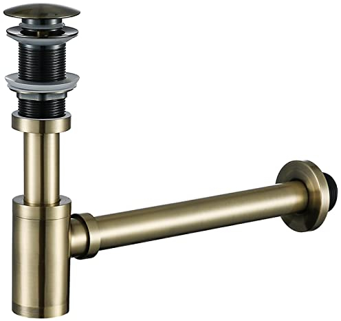 Bronze Badezimmer Waschbecken Wasserhahn Flaschenverschluss Drainage Kit Siphon mit Pop-Up-Ablauf, A ohne Überlauf