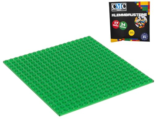 CMC imports Placa de construcción, 20 x 20 puntas, bloques de construcción, placa base urbana, columna base modular, construcción a ambos lados, 34 versos colores (verde, transparente/708)