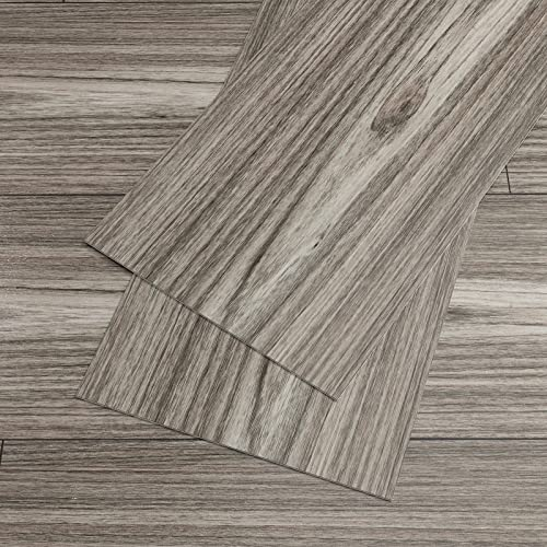 VEELIKE Pavimento PVC Adesivo Effetto Legno Grigia Vintage Pavimento in PVC Effetto Legno Piastrelle Adesive Cucina Decorazioni Camera da Letto Garage Impermeabile Rimovibile 90 cm x 15 cm 4 Pezzi