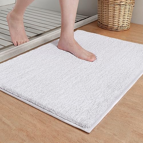 Color G Badematte rutschfest 40x60cm, Badezimmerteppich, Weich Badeteppich Flauschige Maschinenwaschbar Mikrofaser Badvorleger, Absorbent Badematten für Badezimmer Badewanne (Weiß)