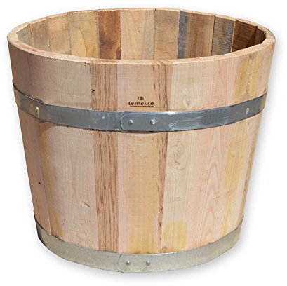 Temesso Blumentopf, Blumenkübel rund aus Kastanien-Holz - Fass, Holzfass Fass als Pflanzkübel - Bottich, Holzkübel (D60 H40 cm)