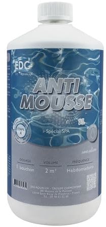 EDG by AQUALUX INTERNATIONAL - Reducteur Ecume Spa - sans Silicone - Compatible Piscine et Fontaine - Bidon 1L