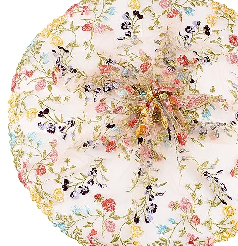 BENECREAT 2 Yard Bestickter Tüll-Spitzenbesatz, 25cm Breites Floral Besticktes Netz-Spitzen-Kleidungszubehör Für Schleierkleider, DIY-Handwerk, Vorhänge, Heim-Vintage-Dekoration