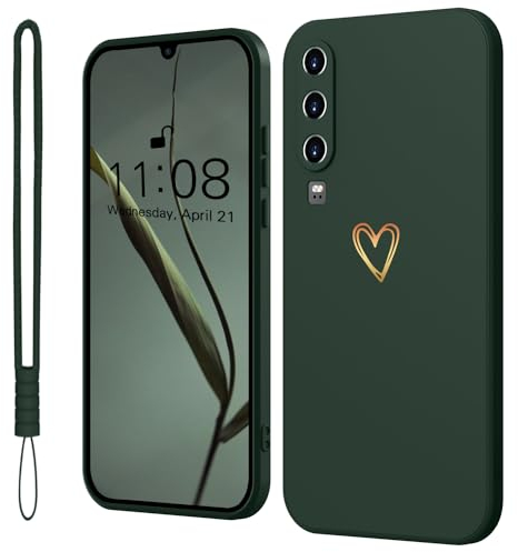 Mitetabo Handyhülle für Huawei P30 Hülle P30 Gold Liebesherz,Mädchen Case Weich Silikon Slim Stoßfest Kratzfeste Süßes Gold Love Schutzhülle für Huawei P30 Grün
