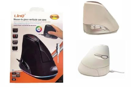 OISE ART STORE Trade Shop - Mouse Gaming da Gioco Verticale con Cavo USB Luce RGB 6400dpi Computer Pc Gm-8088 -