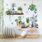 Runtoo Wandtattoo Topfpflanze Wandsticker Blumen Grüne Blätter Tropische Pflanzen Wandaufkleber Schlafzimmer Wohnzimmer Babyzimmer Küche Flur Wanddeko