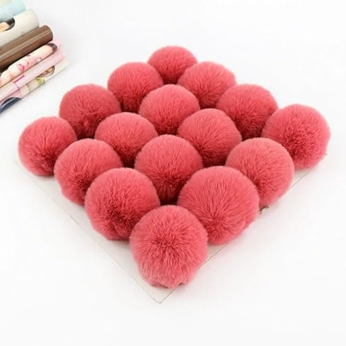 SYSUII 15 Stück 6cm Kunstfell Pompon Fellbommel Kunstfell Bommel Pompon Pom Ball DIY Fell Pom Poms für Damen Mädchen Mützen Beanies Tasche Weihnachtsdekoration Schlüsselanhänger Dekoration -Hot Pink