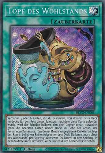 BLVO-DE065 - Topf des Wohlstands - Secret Rare - 1. Auflage - Deutsch - Blazing Vortex - mit LMS Trading Fieldcenter-Karte Yugioh