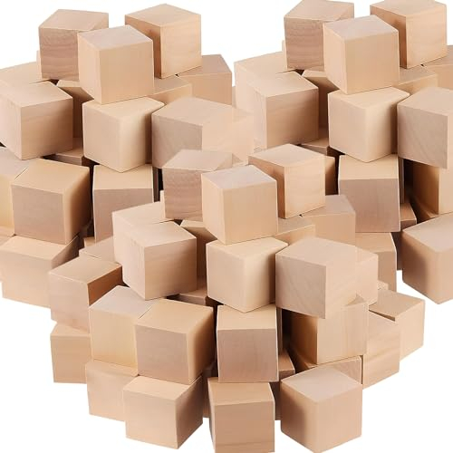 TONAUP 400 Stück Holz Würfel Deko, Kleine Holzwürfel Blanko 1x1x1cm Quadrat Würfel Natur Pädagogische Bastelwürfel Natürliche Holzblöcke Holzrohlinge zum Bemalen, Puzzles, Zahlen, DIY Handwerk