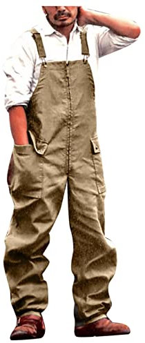vokkrv Salopette da Uomo in Denim Jeans Pagliaccetti con Bretelle Sciolto Casual Lavoro Tuta da Uomo Reggicalze Jumpsuit retrò Taglie Forti 3XL